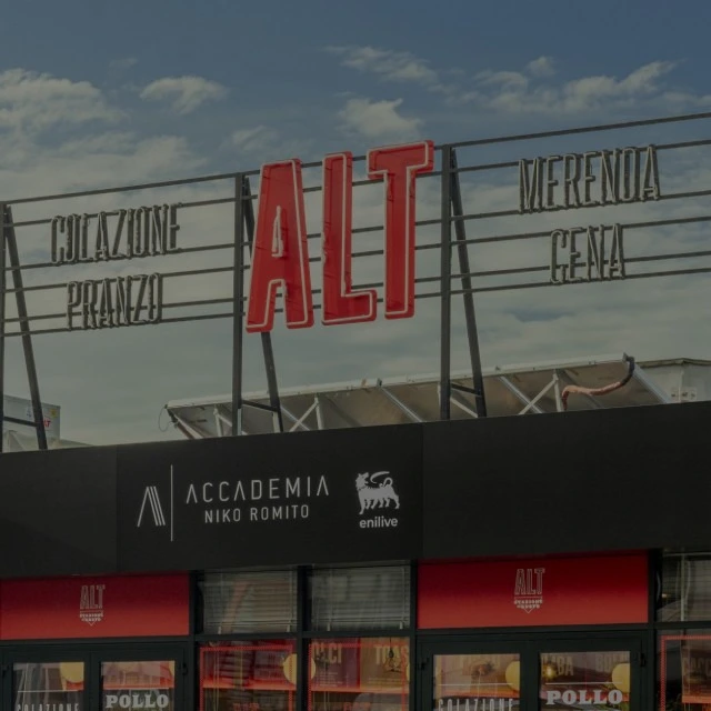 ALT restaurant sign on the exterior facade of the store