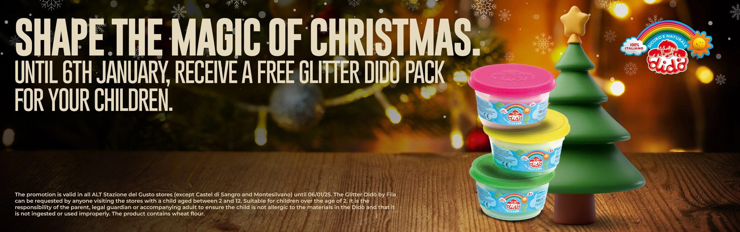 Shape the magic of Christmas. - Until 6th January, receive a free Glitter Didò pack for your children.